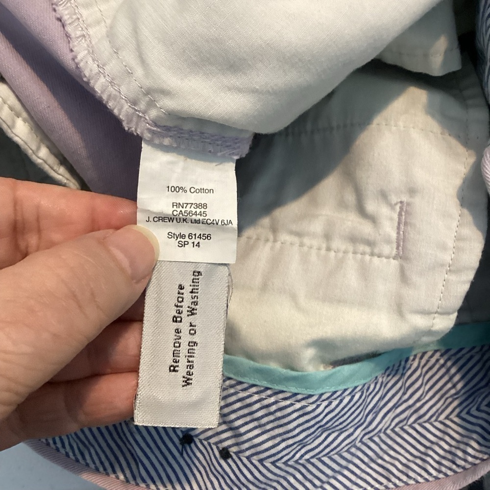 J.Crew Chino Lavender Cotton Shorts 00 Classic Fit Lightweight Summer - Picture 4 of 4